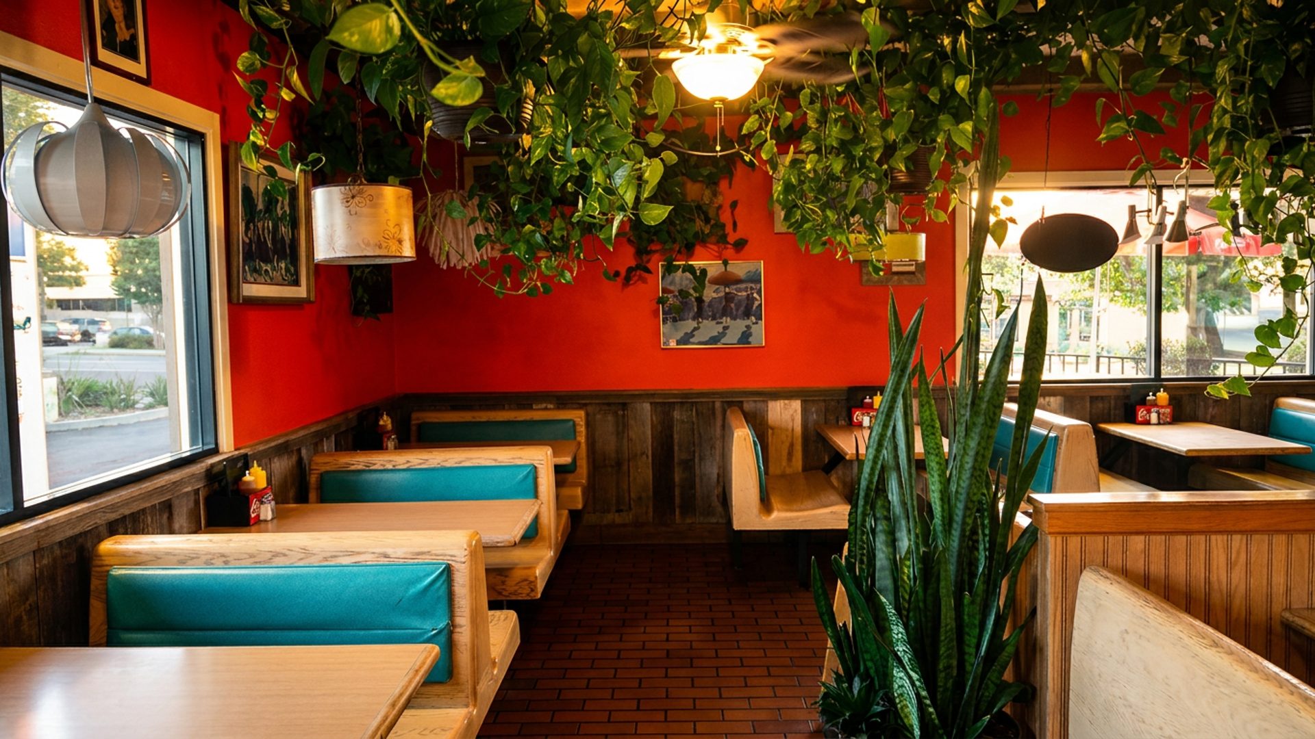 Booths, plants, and good light