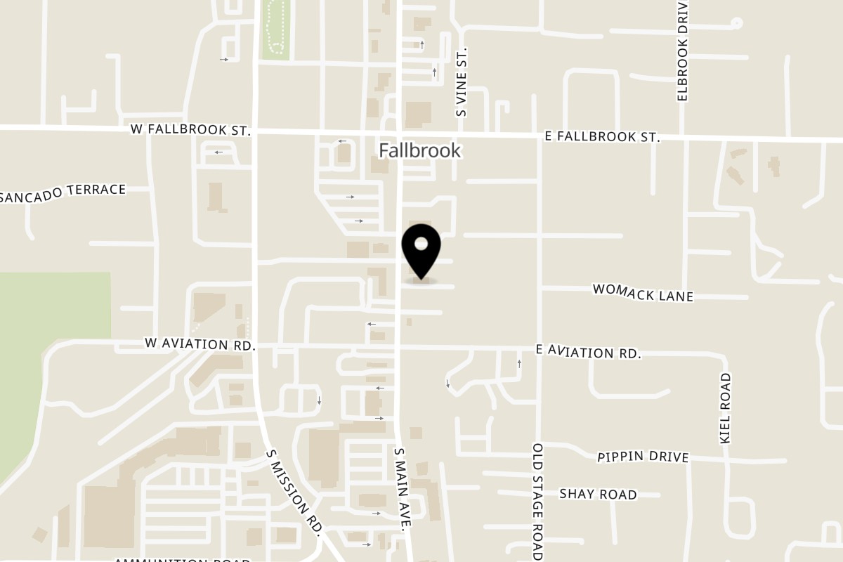 Map showing the location of Greek Style Chicken on 904 S Main Ave in Fallbrook